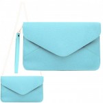 180831  BABY BLUE LEATHER CLUTCH BAG